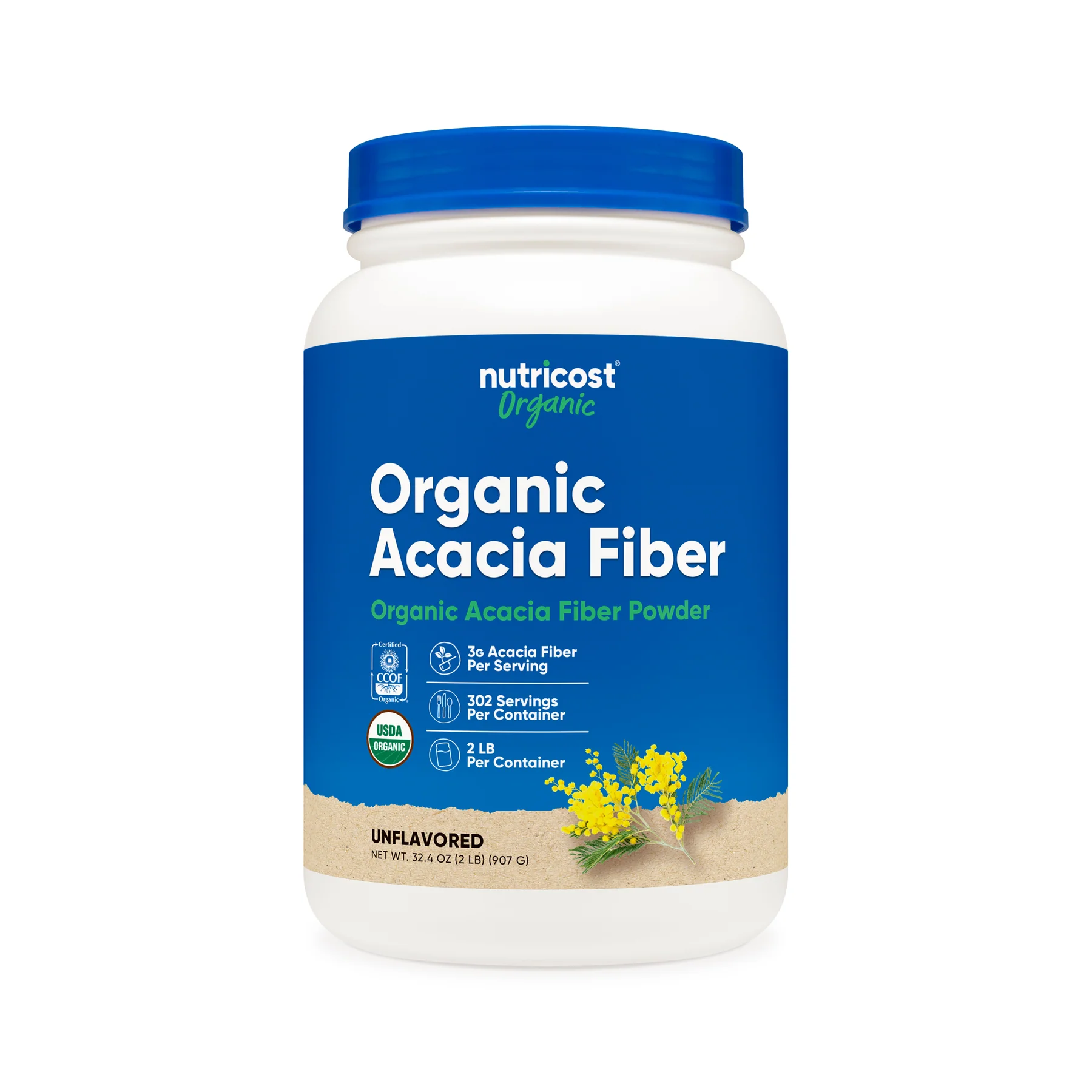 NTC_OrganicAcaciaFiber_2LB_2750CC_Front_Square_50c0ee1b-a4e0-4fbb-a6a9-7e5c69f35736_1800x1800.webp Nutricost Organic Acacia Fiber Powder - Imagen 1